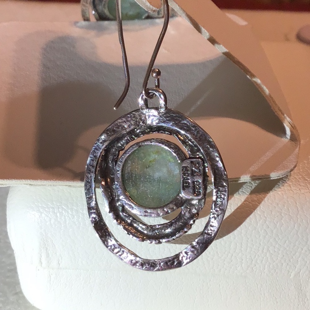 PAZ ROMAN GLASS EARRINGS IN 925 STERLING SILVER - Picture 4 of 11